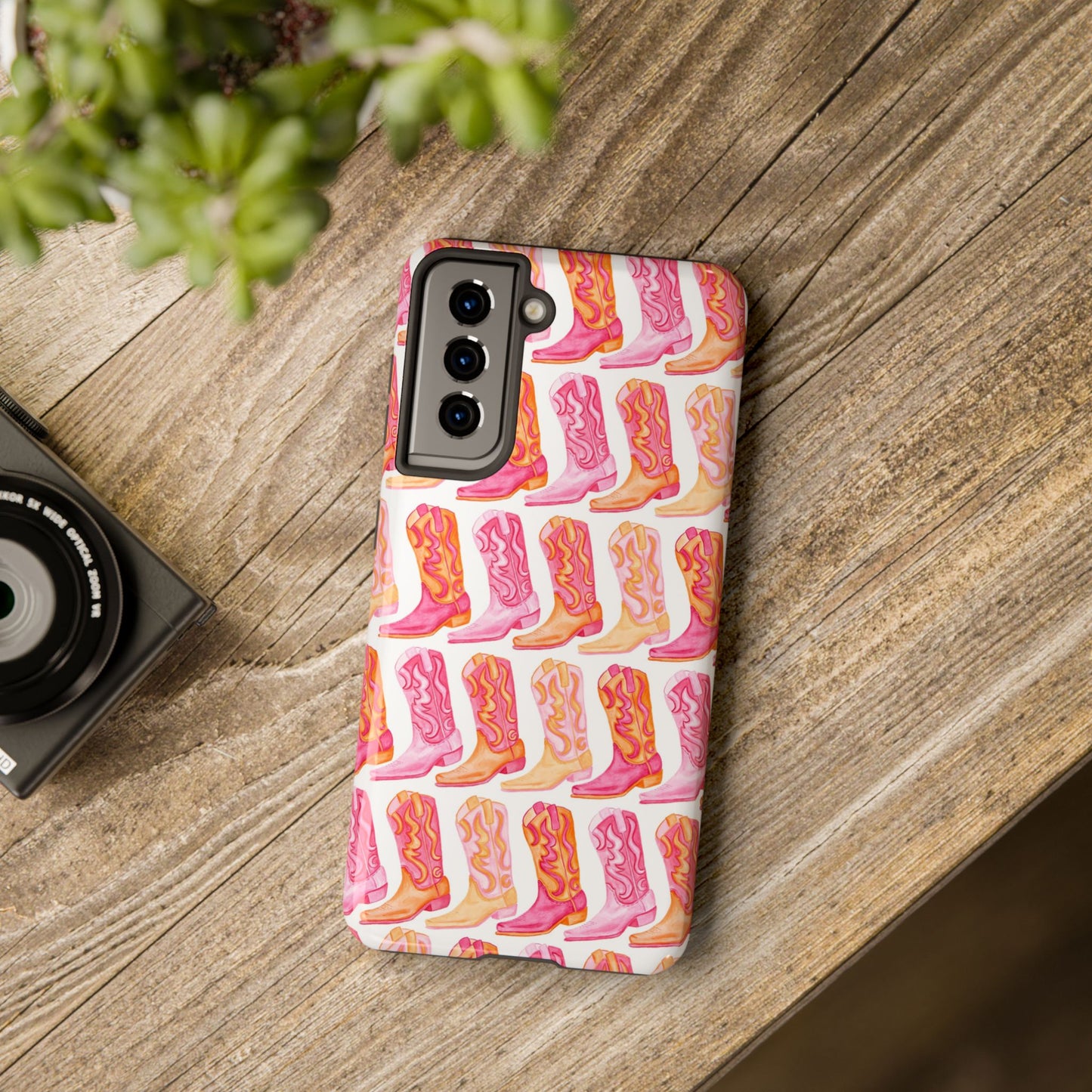 Rows of Hot Pink & Orange Cowboy Boots Tough Phone Cases | Various Models Available