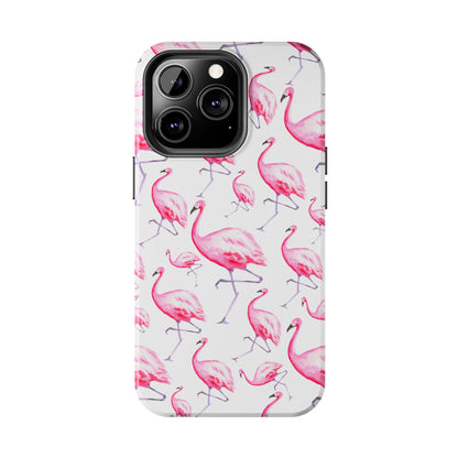 Hot Pink Flamingos Watercolor Illustrated Tossed Pattern Phone Case | Various Models