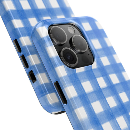 Blue Gingham Watercolor Preppy Tough Phone Case | Various models