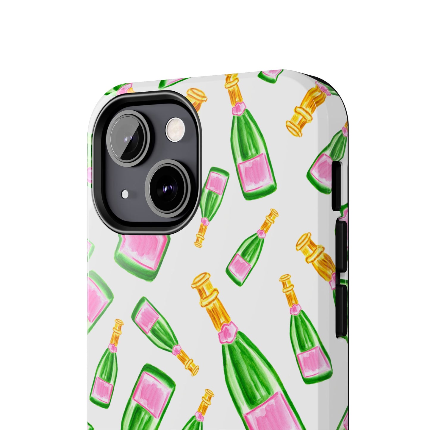 Copy of Tossed Pink and Green Watercolor Illustrated Champagne Bottles Pattern Tough Phone Case | Various Models