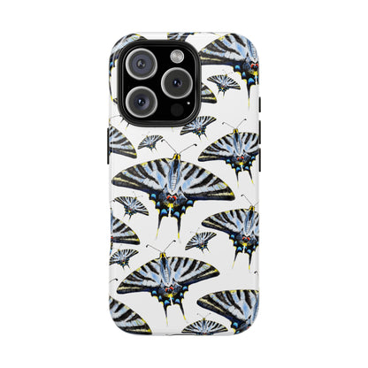 Light Blue Swallowtail Butterflies Watercolor Illustrated Pale Blue Tough Phone Case | Various Models iPhone 16 Pro