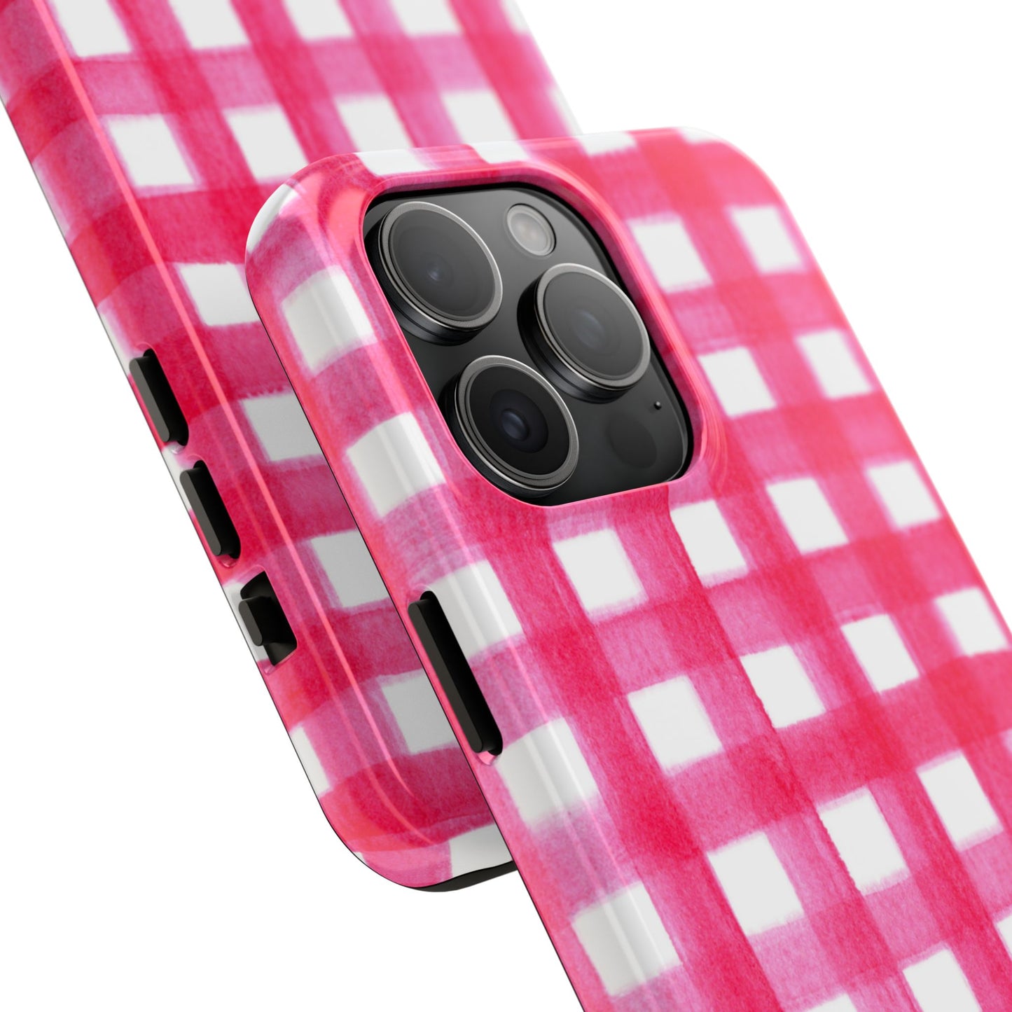 Hot Pink Gingham Watercolor Preppy Tough Phone Case | Various models
