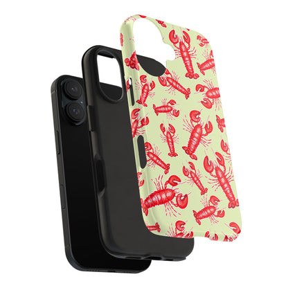 Red Lobster Watercolor Illustrated Tossed Pattern Light Yellow Tough Phone Case | Various Models