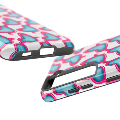 Pink Heart Shaped Sunglasses Watercolor Illustrated Tough Phone Case | Various Models