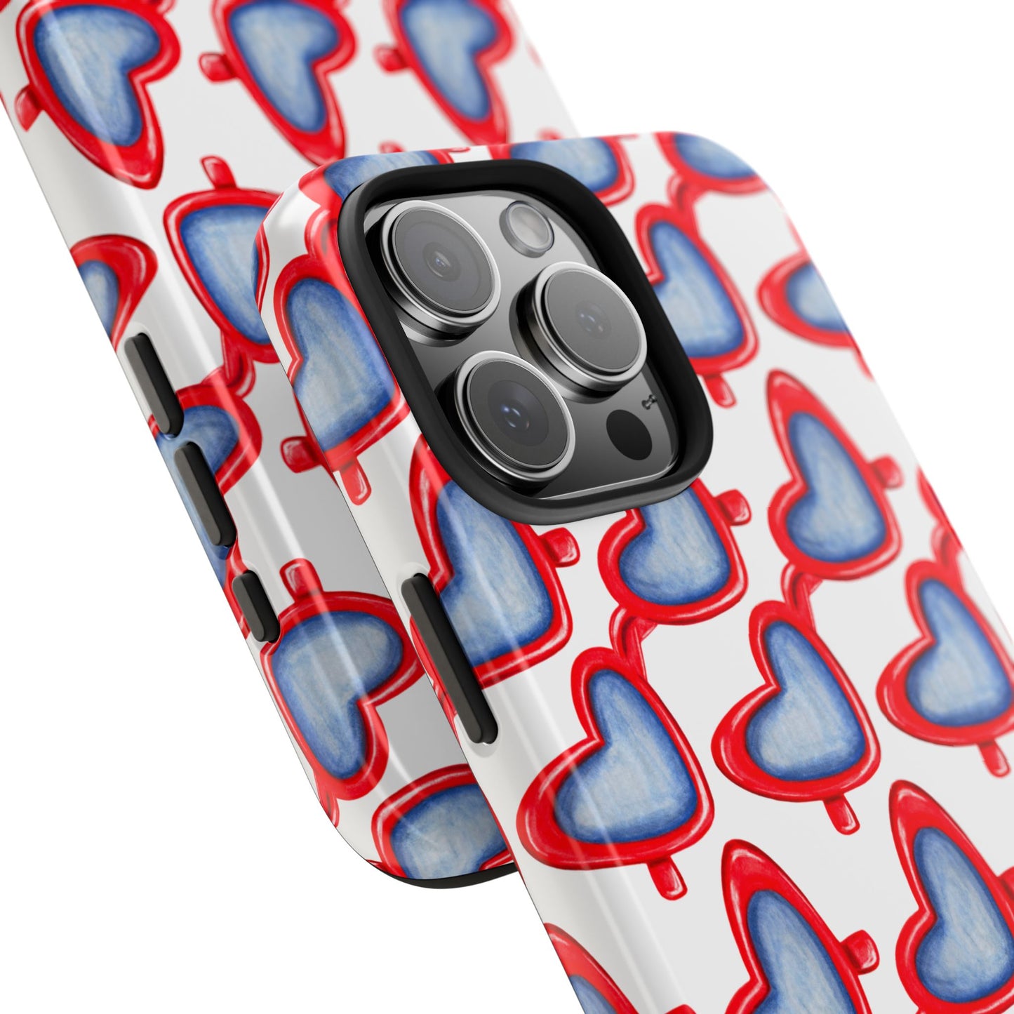 Red Heart Shaped Sunglasses Watercolor Illustrated Tough Phone Case | Various Models