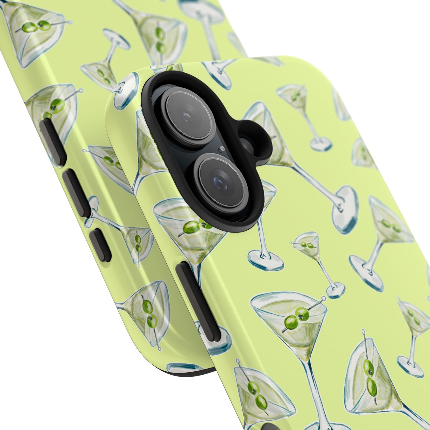 Watercolor Blue and Green Martinis Tossed Illustrated Pattern Yellow Tough Phone Case | Various Models