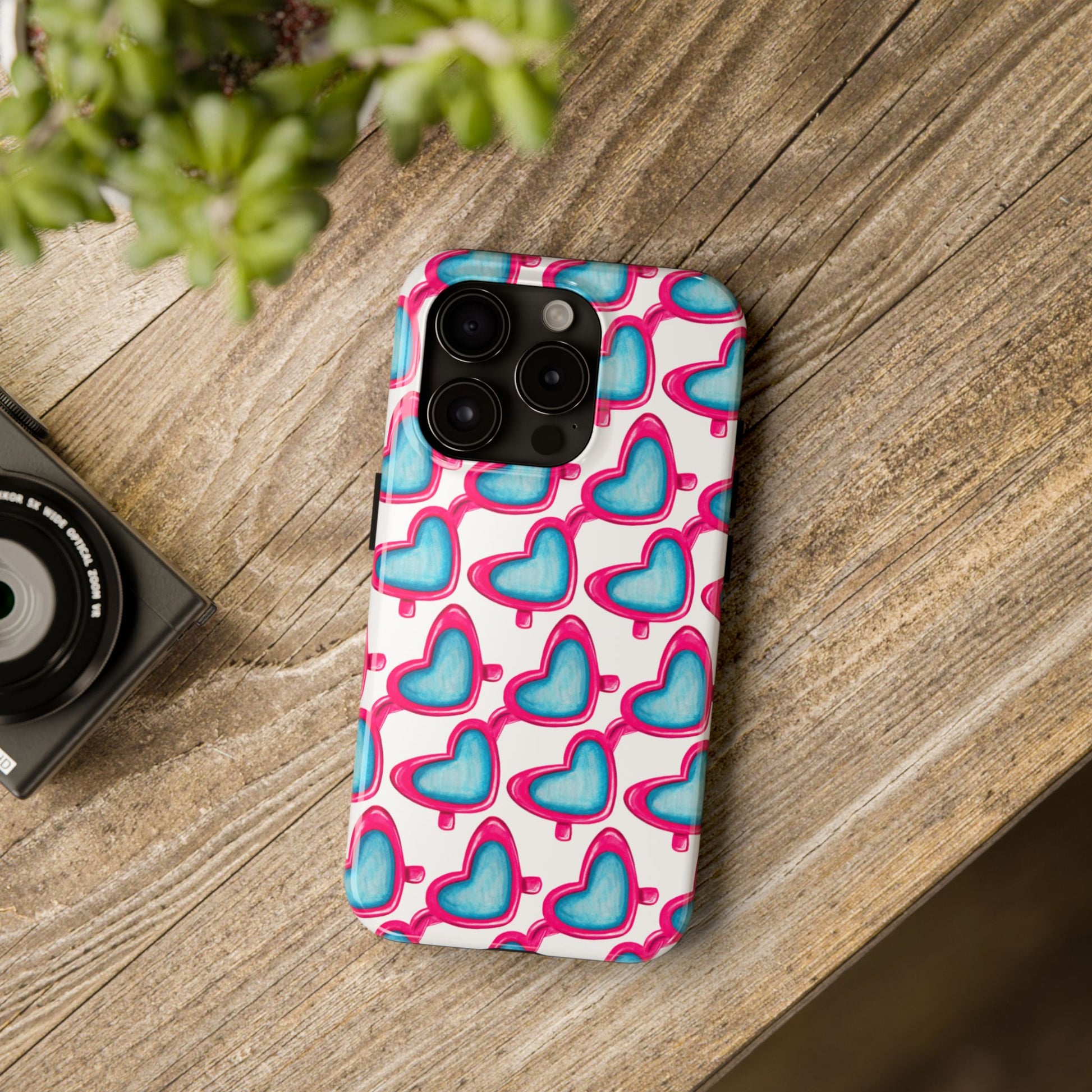 Pink Heart Shaped Sunglasses Watercolor Illustrated Tough Phone Case | Various Models