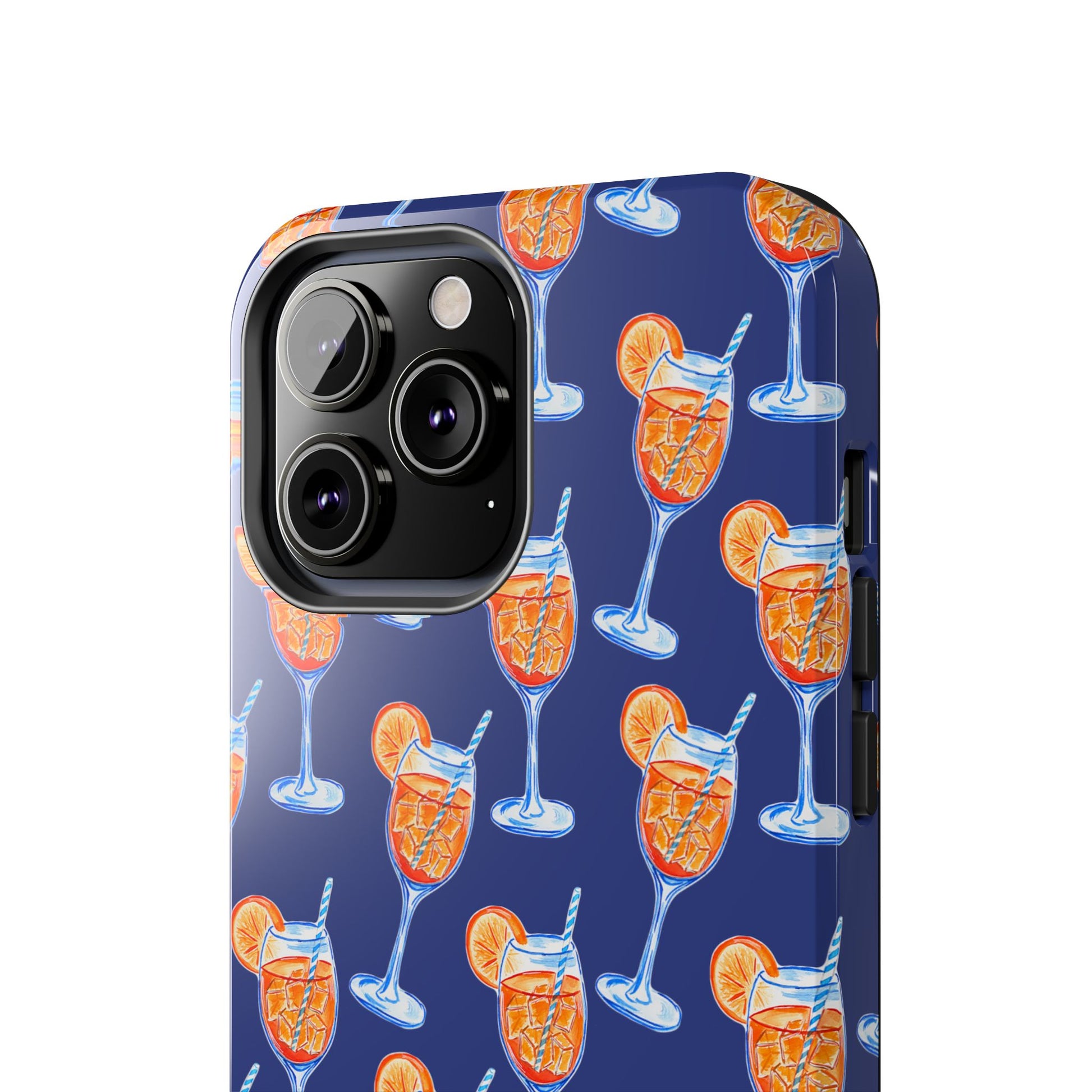 Orange & Blue Aperol Spritz Watercolor Pattern Navy Tough Case | Various Models