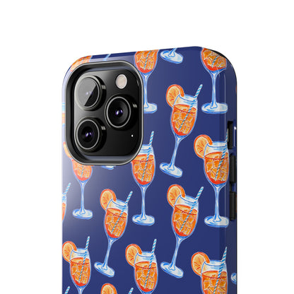 Orange & Blue Aperol Spritz Watercolor Pattern Navy Tough Case | Various Models
