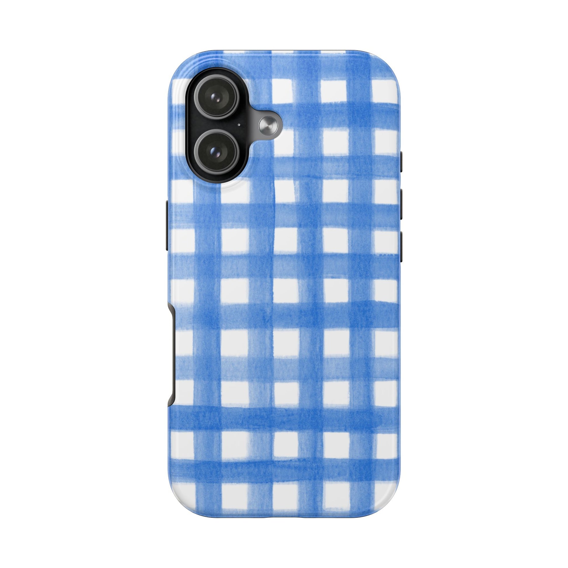 Blue Gingham Watercolor Preppy Tough Phone Case | Various models iPhone 17