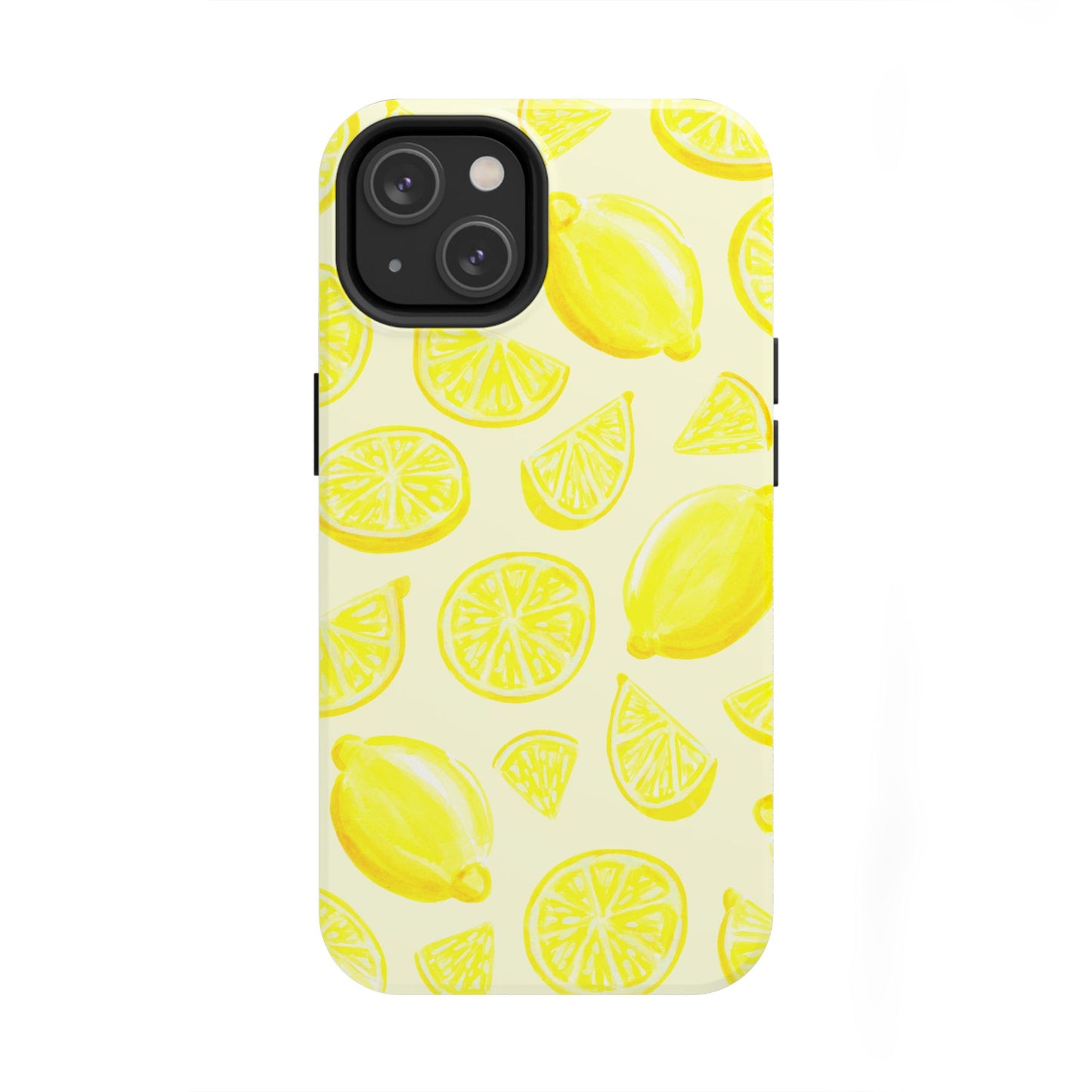 Bright Yellow Lemons Watercolor Illustrated Tossed Pattern Pale Yellow Tough Phone Case | Various Models