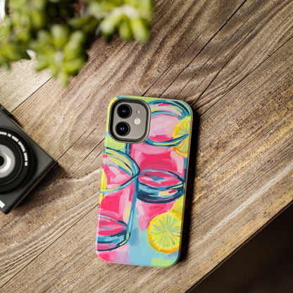 Pink Lemonade Abstract Acrylic Cocktails Tough Phone Case | Various Models Available