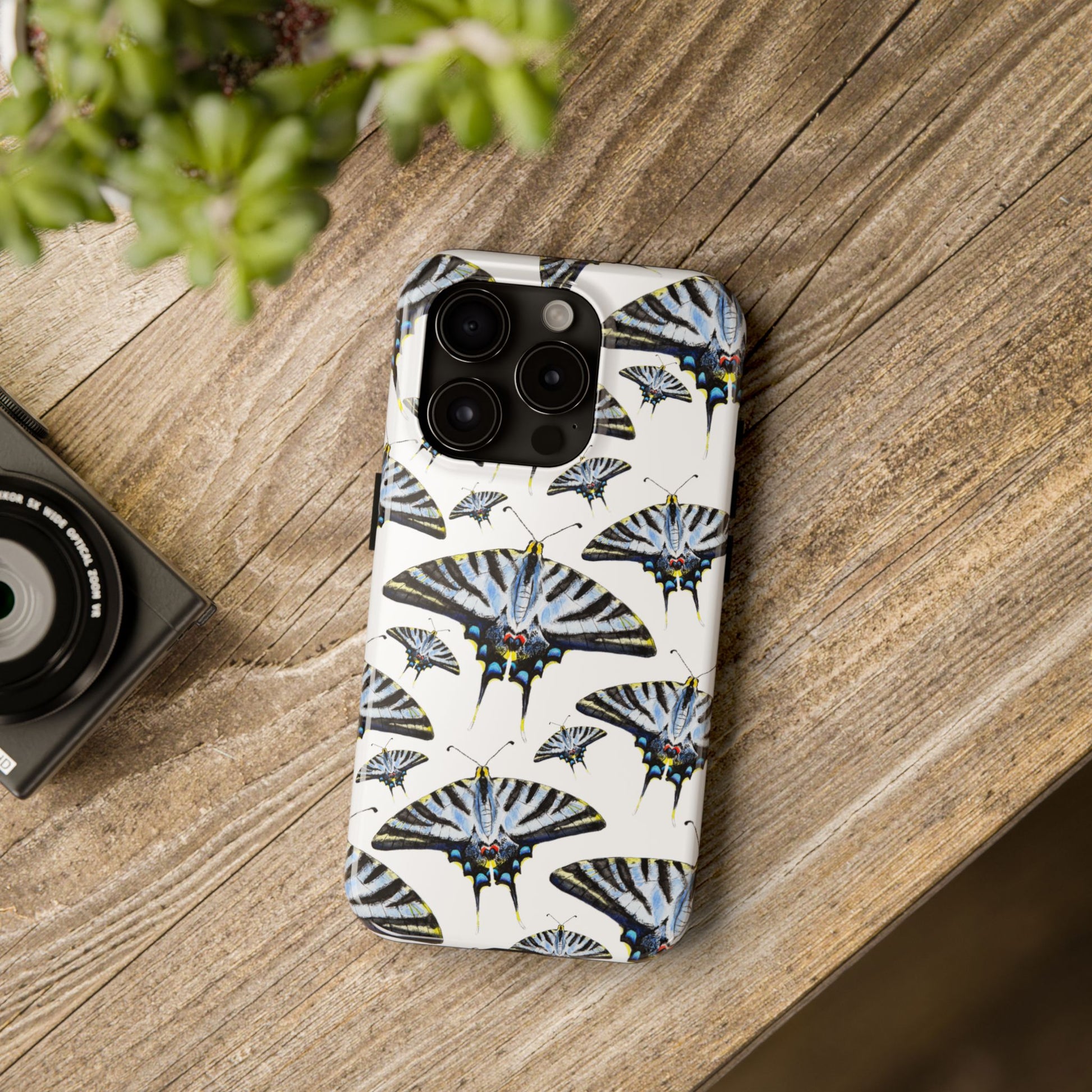 Light Blue Swallowtail Butterflies Watercolor Illustrated Pale Blue Tough Phone Case | Various Models