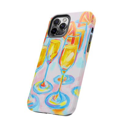 Pink Orange Mimosas Blue Champagne Flutes Abstract Acrylic Tough Phone Case | Various Models