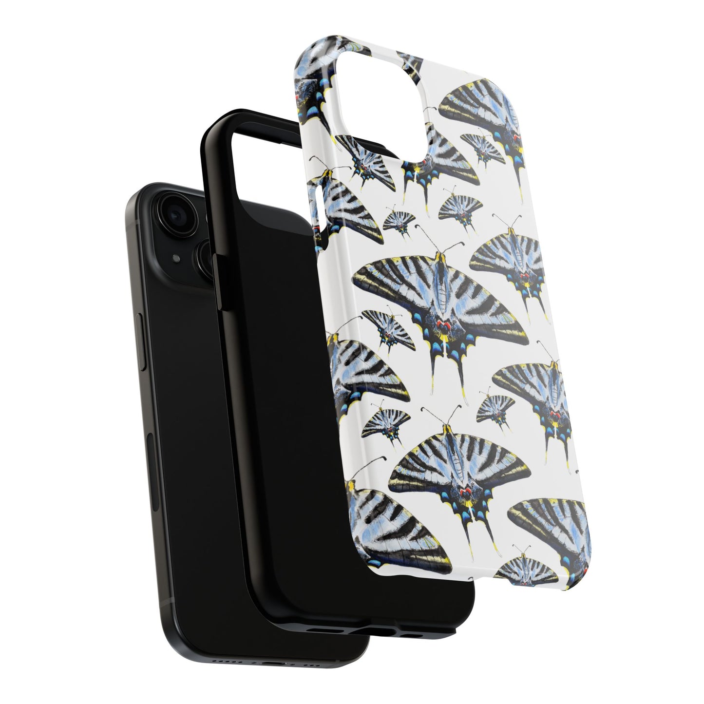 Light Blue Swallowtail Butterflies Watercolor Illustrated Pale Blue Tough Phone Case | Various Models