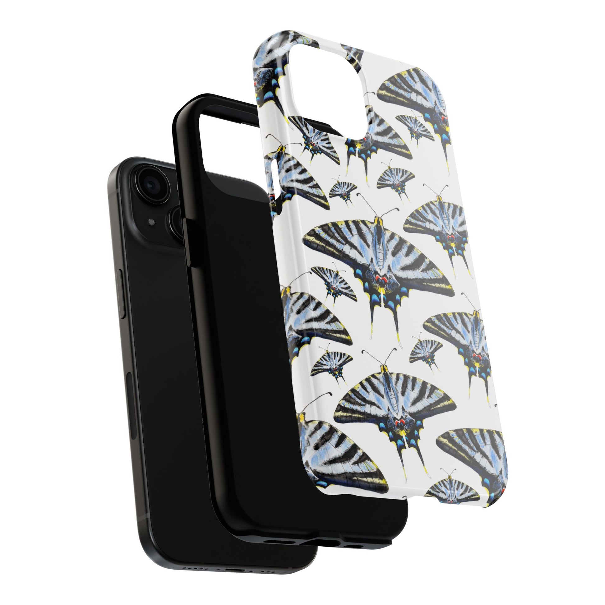 Light Blue Swallowtail Butterflies Watercolor Illustrated Pale Blue Tough Phone Case | Various Models