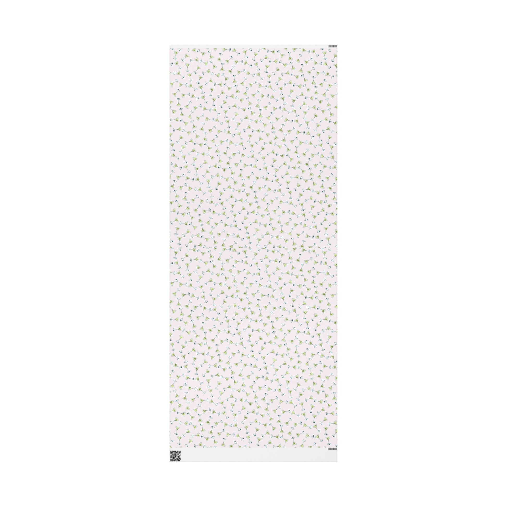 Gift Wrap | Mini Blush Pink Watercolor Martini Tossed Pattern | Matte or Glossy 30" x 72" Matte