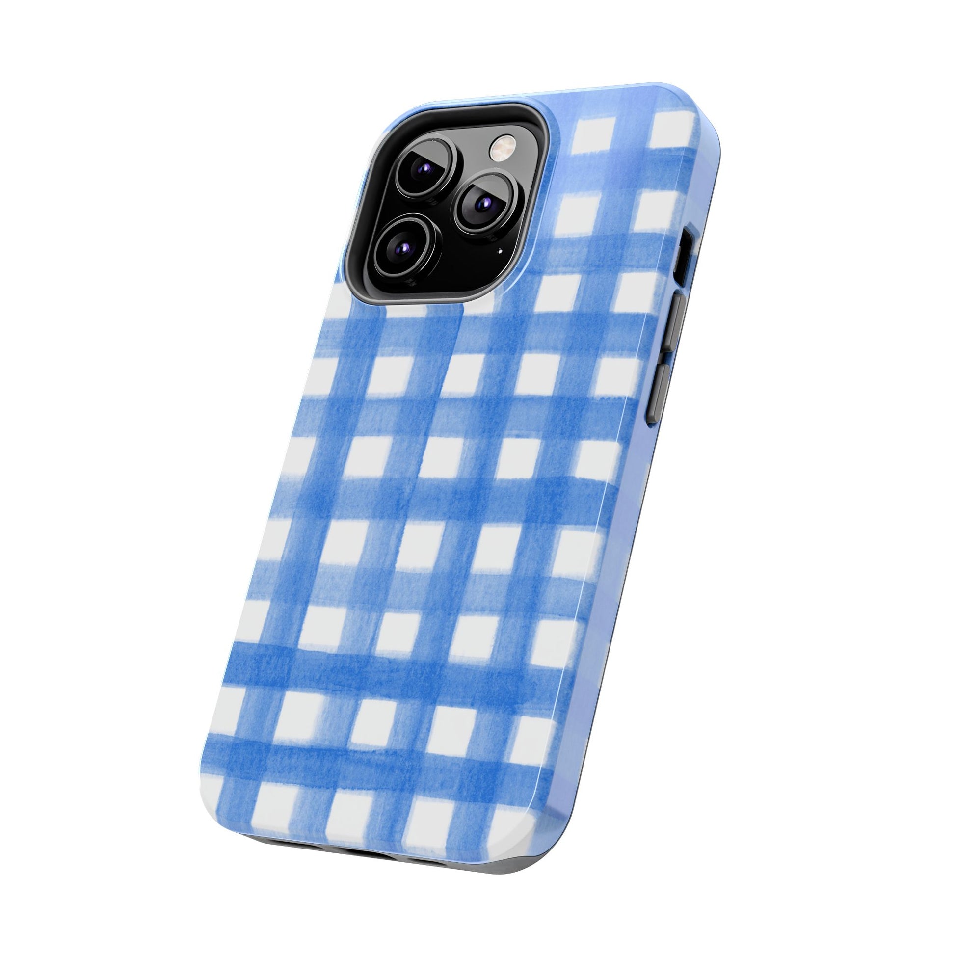 Blue Gingham Watercolor Preppy Tough Phone Case | Various models