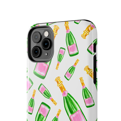 Copy of Tossed Pink and Green Watercolor Illustrated Champagne Bottles Pattern Tough Phone Case | Various Models