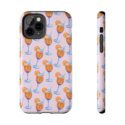 Orange & Blue Aperol Spritz Watercolor Patterned Blush Pink Tough Phone Case | Various Models iPhone 11 Pro