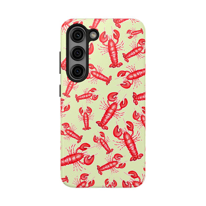 Red Lobster Watercolor Illustrated Tossed Pattern Light Yellow Tough Phone Case | Various Models