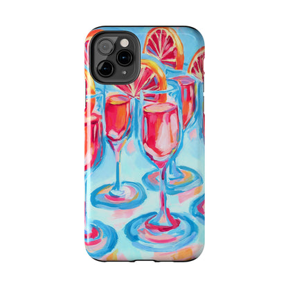 Pink Blood Orange Mimosas Blue Champagne Flute Acrylic Tough Phone Case | Various Models Available