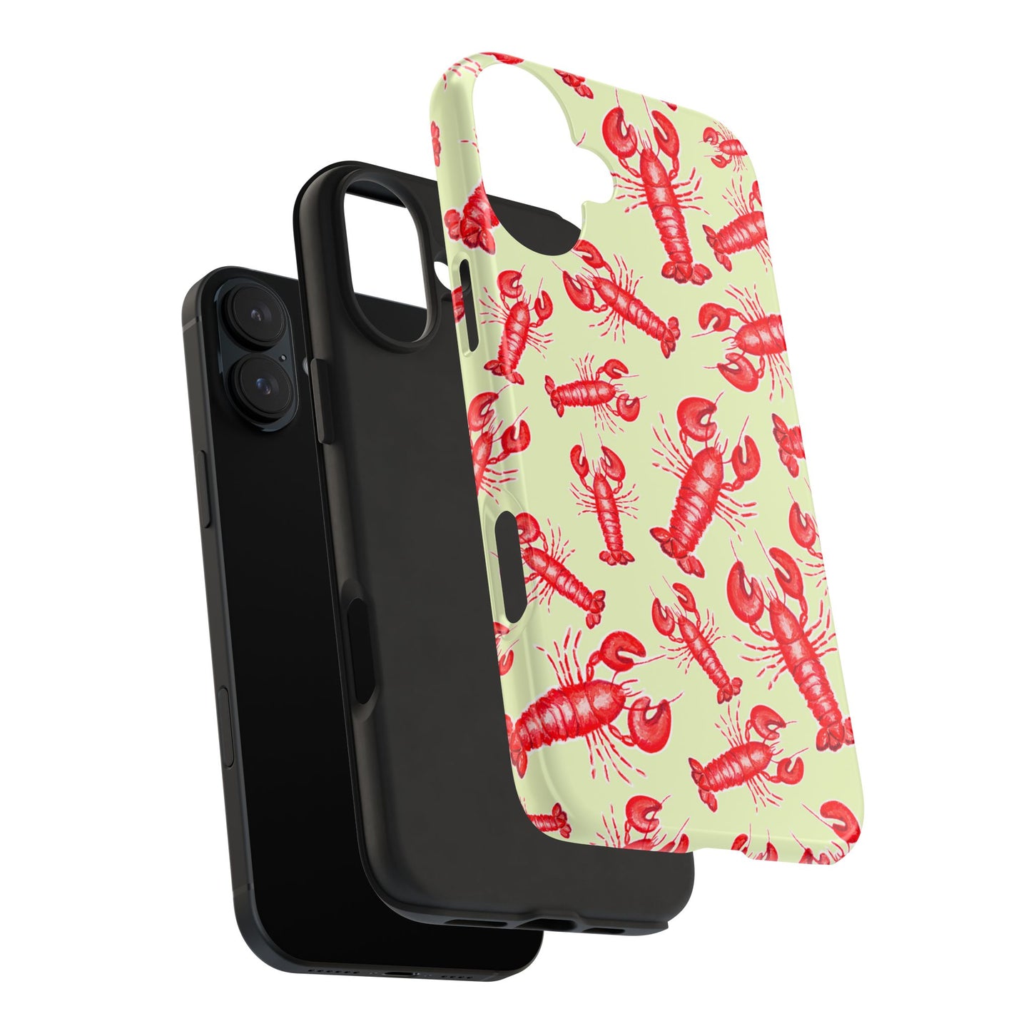 Red Lobster Watercolor Illustrated Tossed Pattern Light Yellow Tough Phone Case | Various Models