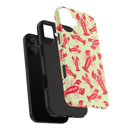 Red Lobster Watercolor Illustrated Tossed Pattern Light Yellow Tough Phone Case | Various Models