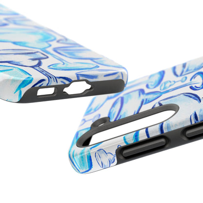 Coastal Shades of Blue Watercolor Margaritas Tough Phone Case | Various Models Available