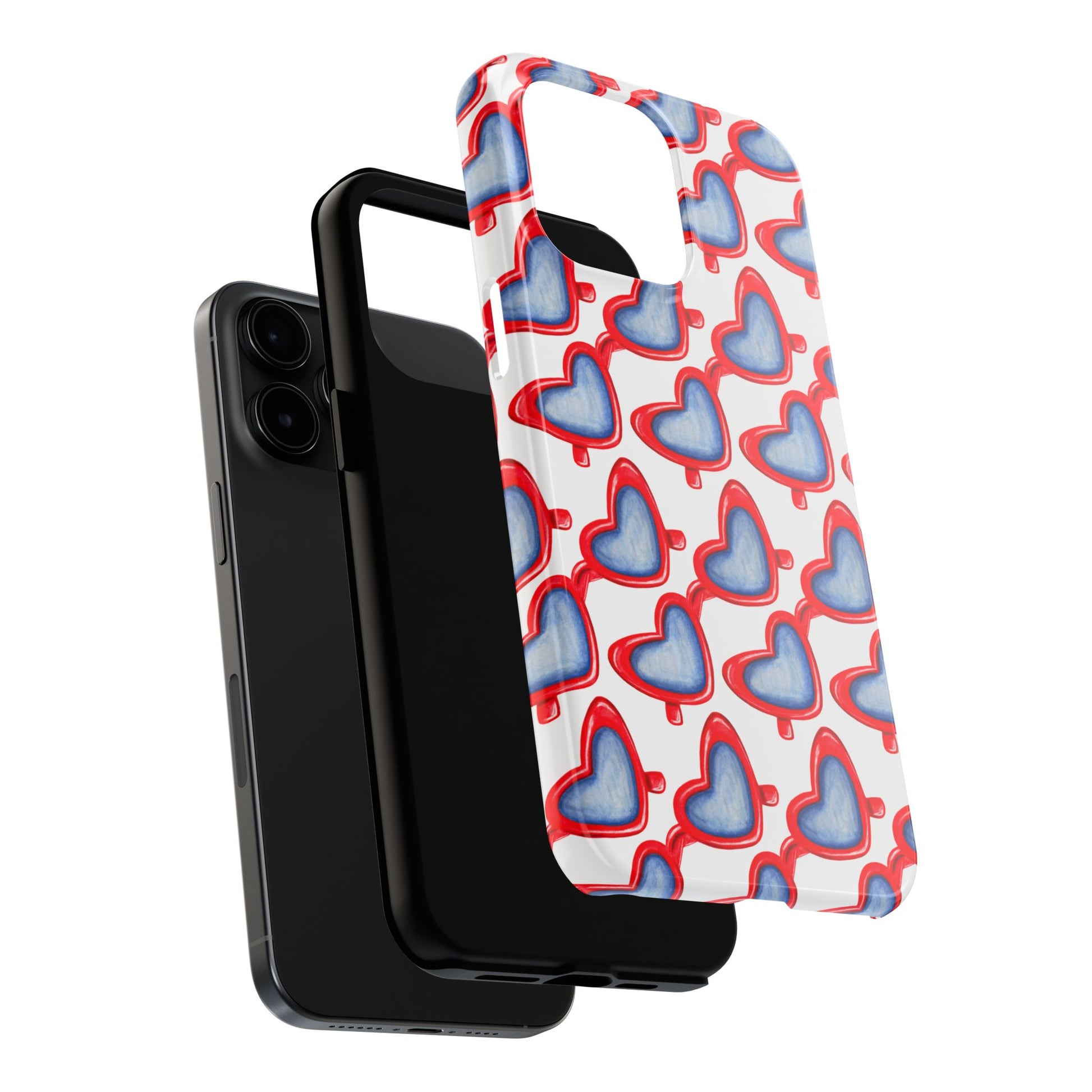 Red Heart Shaped Sunglasses Watercolor Illustrated Tough Phone Case | Various Models