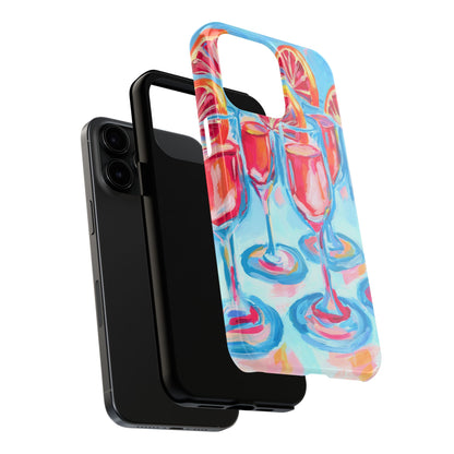 Pink Blood Orange Mimosas Blue Champagne Flute Acrylic Tough Phone Case | Various Models Available