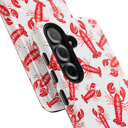 Watercolor Red Lobster Coastal Illustrated Patterned Tough Phone Case | Various Models