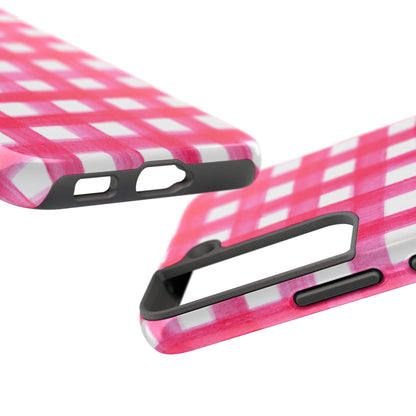 Hot Pink Gingham Watercolor Preppy Tough Phone Case | Various models