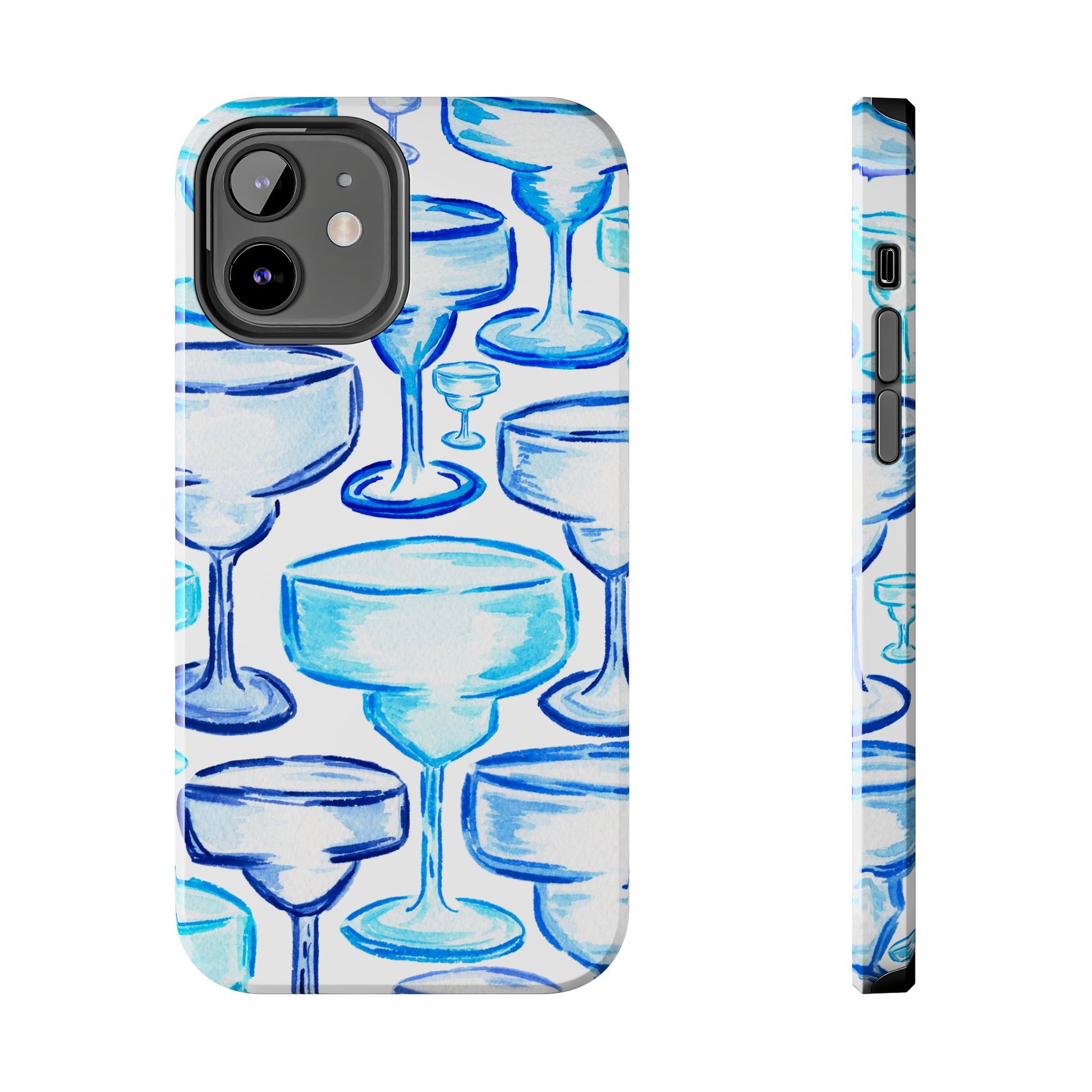 Coastal Shades of Blue Watercolor Margaritas Tough Phone Case | Various Models Available iPhone 12