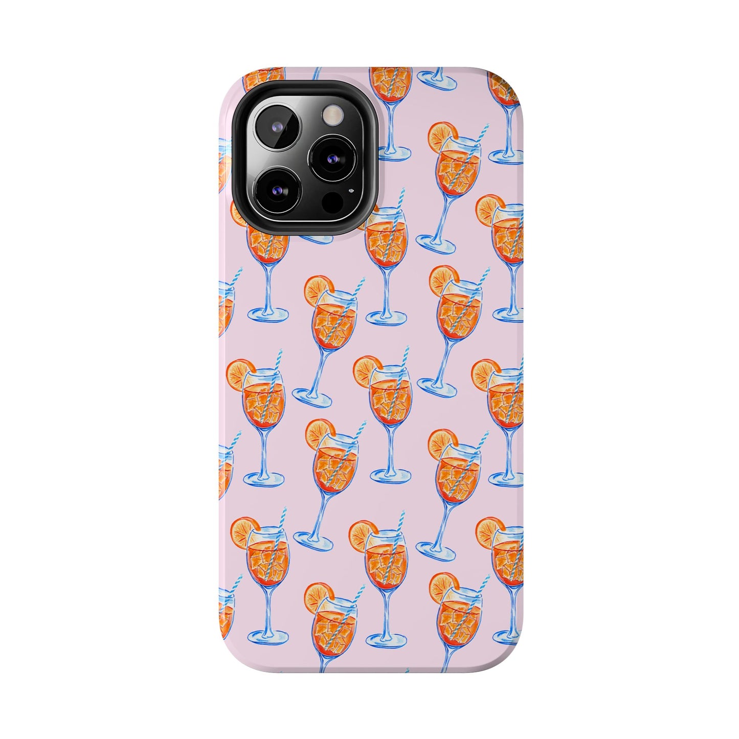 Orange & Blue Aperol Spritz Watercolor Patterned Blush Pink Tough Phone Case | Various Models