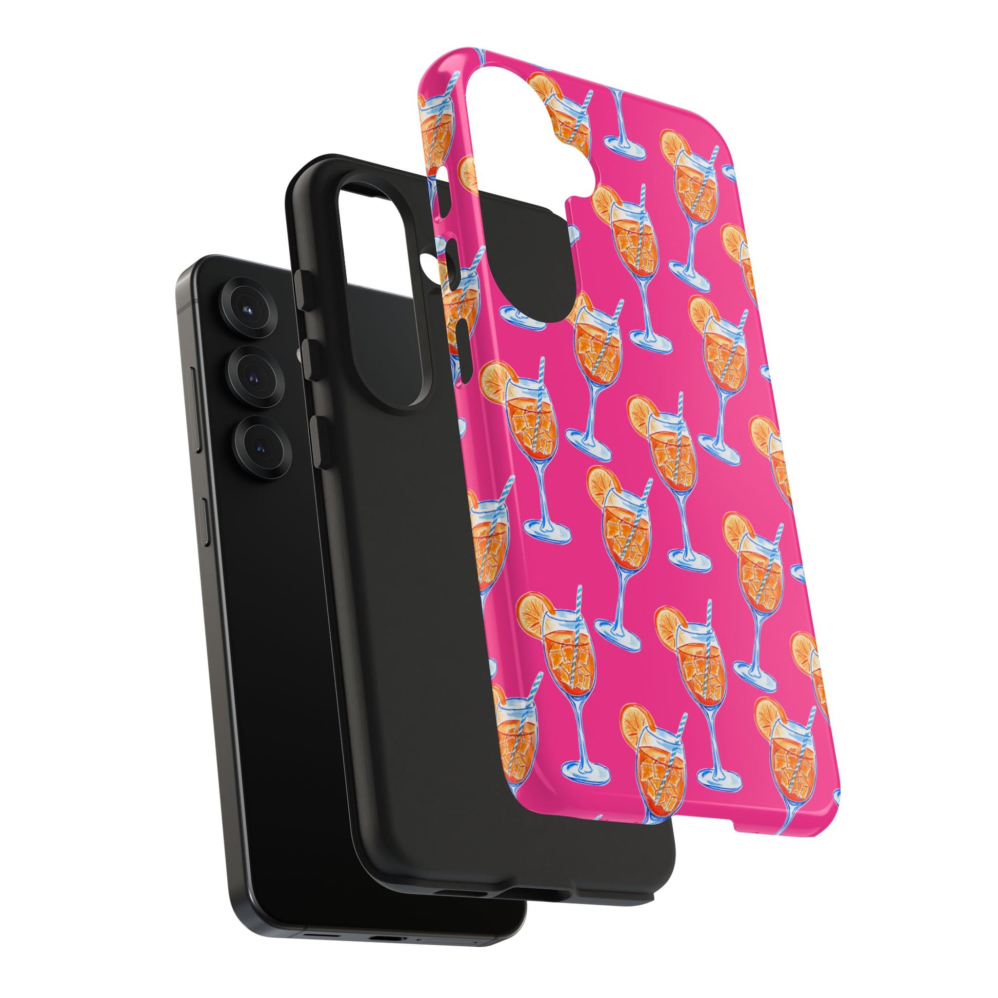 Orange & Blue Aperol Spritz Watercolor Pattern Hot Pink Phone Case | Various Models