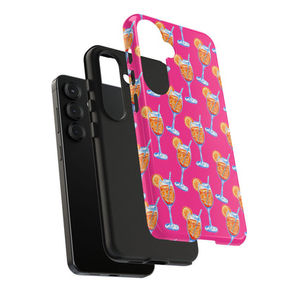 Orange & Blue Aperol Spritz Watercolor Pattern Hot Pink Phone Case | Various Models