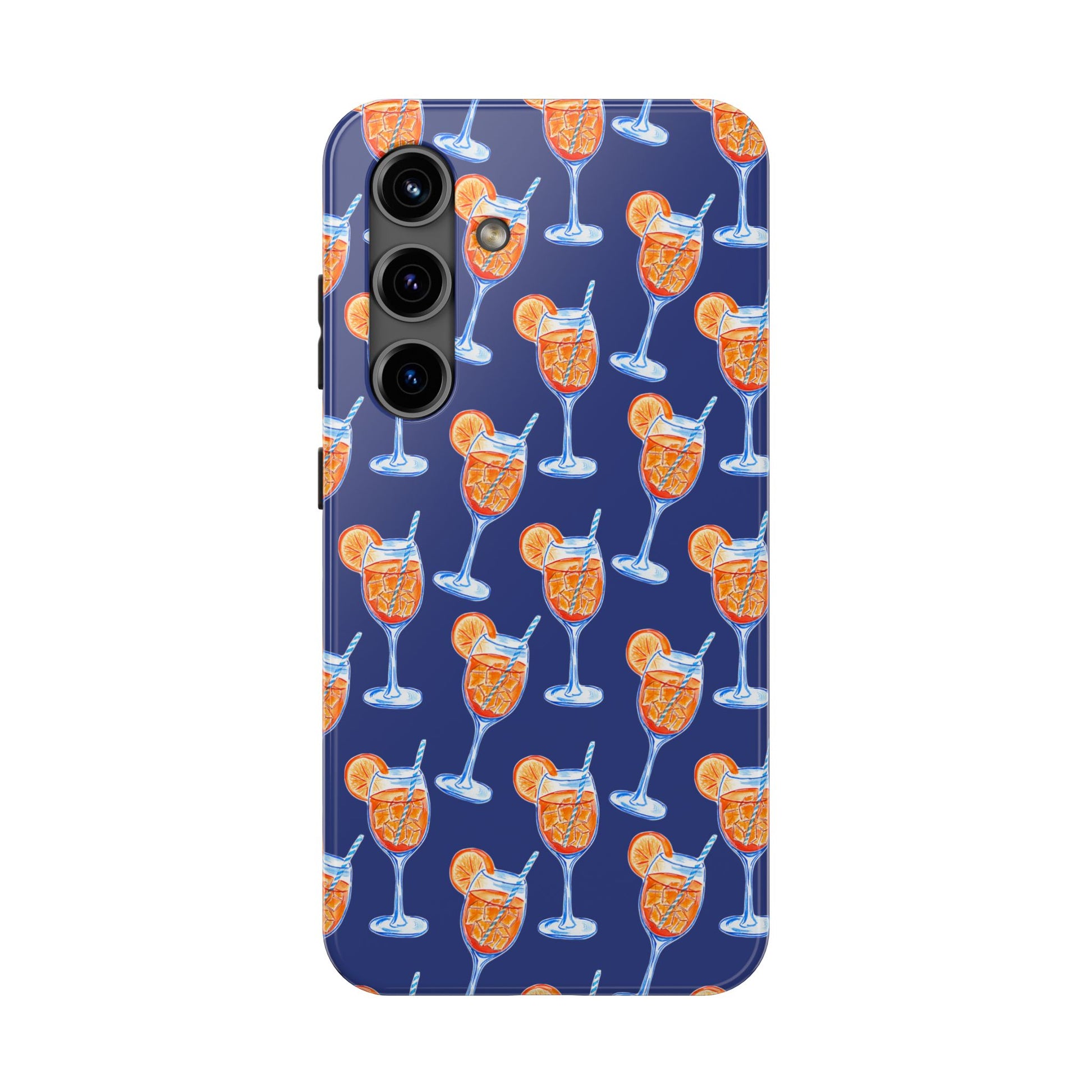 Orange & Blue Aperol Spritz Watercolor Pattern Navy Tough Case | Various Models Samsung Galaxy S24