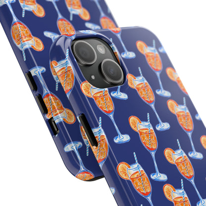 Orange & Blue Aperol Spritz Watercolor Pattern Navy Tough Case | Various Models