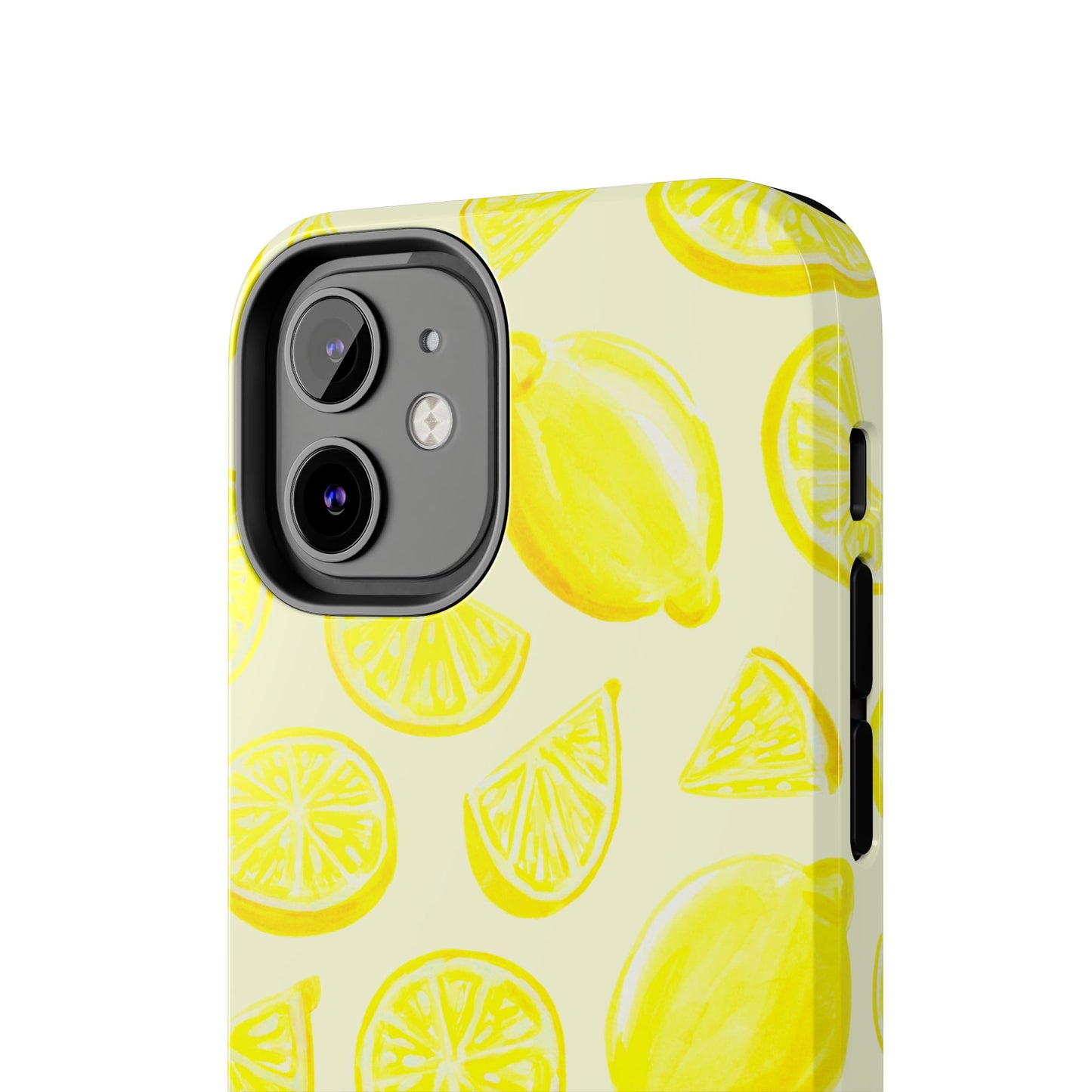 Bright Yellow Lemons Watercolor Illustrated Tossed Pattern Pale Yellow Tough Phone Case | Various Models