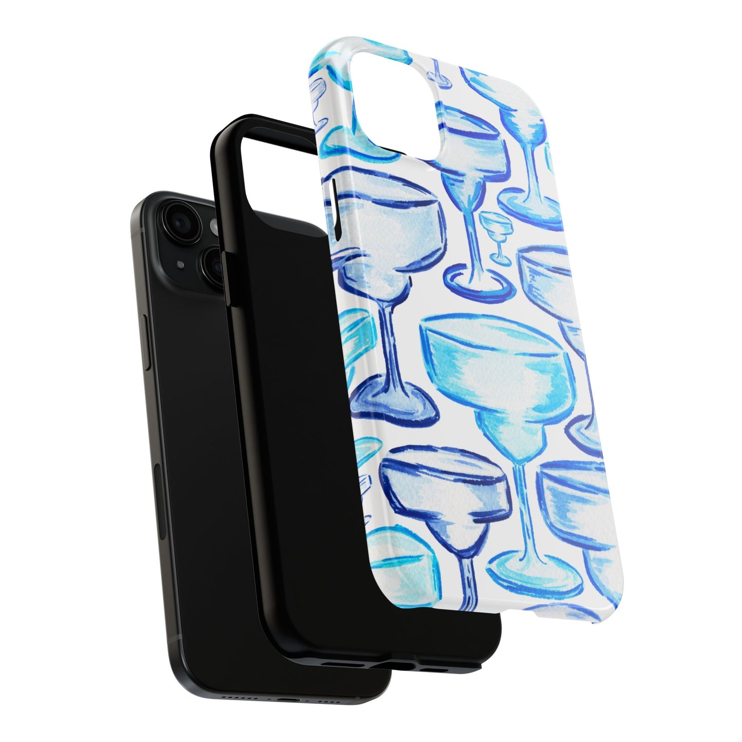 Coastal Shades of Blue Watercolor Margaritas Tough Phone Case | Various Models Available