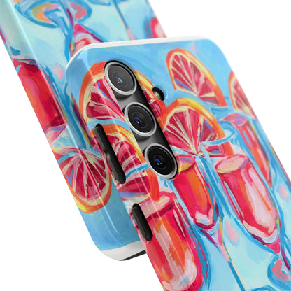Pink Blood Orange Mimosas Blue Champagne Flute Acrylic Tough Phone Case | Various Models Available