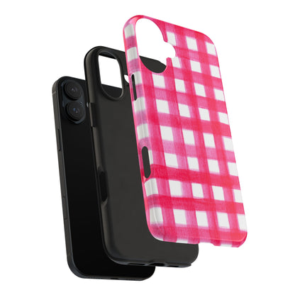Hot Pink Gingham Watercolor Preppy Tough Phone Case | Various models