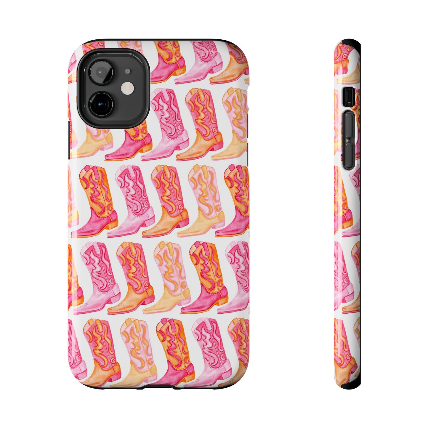 Rows of Hot Pink & Orange Cowboy Boots Tough Phone Cases | Various Models Available