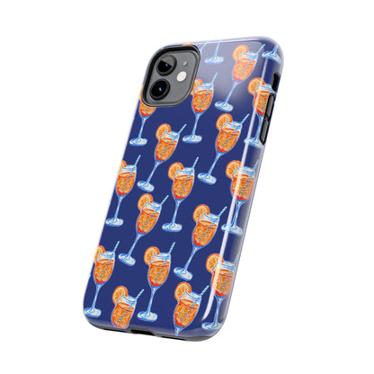 Orange & Blue Aperol Spritz Watercolor Pattern Navy Tough Case | Various Models