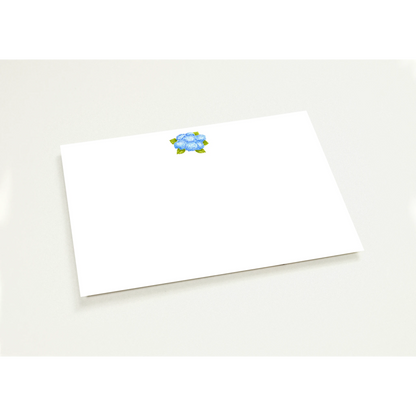 Blue Bunch of Hydrangeas Watercolor Illustrated Flat Note Cards & Envelopes | Set of 10 | 2 Sizes 5R (5 x 7″)