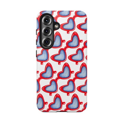 Red Heart Shaped Sunglasses Watercolor Illustrated Tough Phone Case | Various Models Samsung Galaxy S25