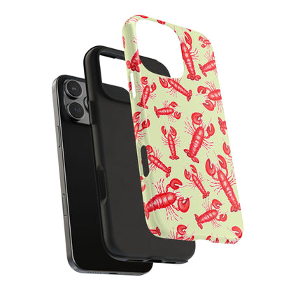 Red Lobster Watercolor Illustrated Tossed Pattern Light Yellow Tough Phone Case | Various Models