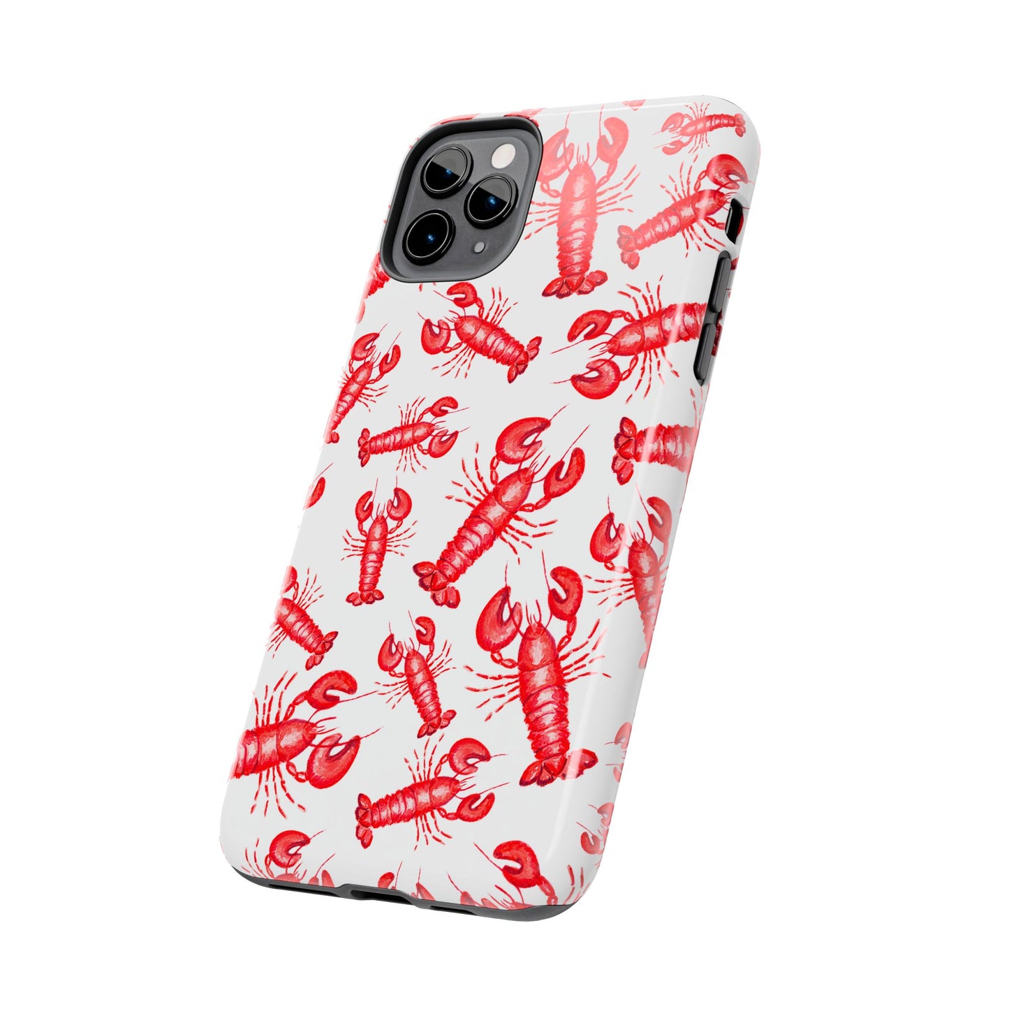 Watercolor Red Lobster Coastal Illustrated Patterned Tough Phone Case | Various Models