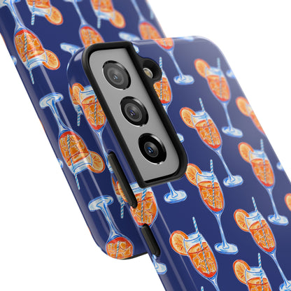 Orange & Blue Aperol Spritz Watercolor Pattern Navy Tough Case | Various Models